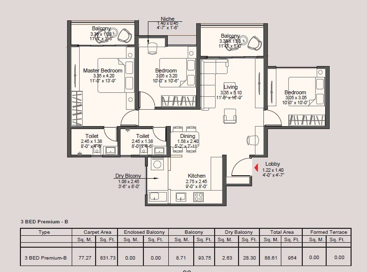 Kohinoor Royale Towers - 2 and 3 BHK Plan